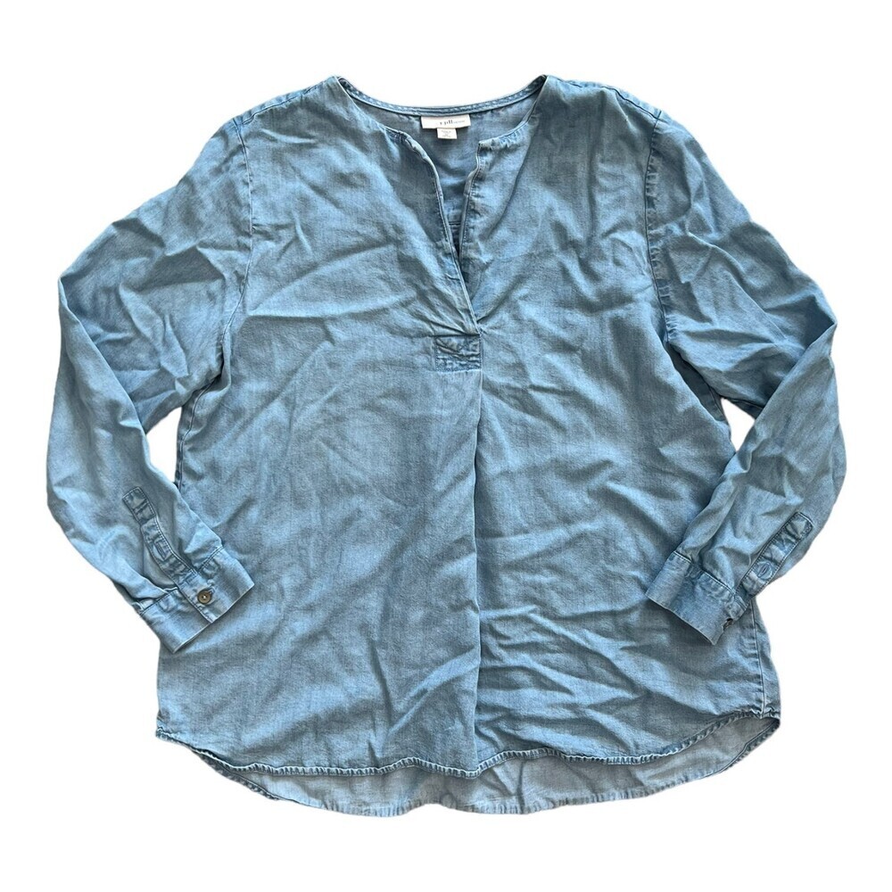J. Jill Denim Blue Chambray Tencel Blouse MP